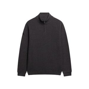 m6110682a-ami-gebreide-katoenen-trui-met-trucker-kraag-superdry-zwart-donkergrijs